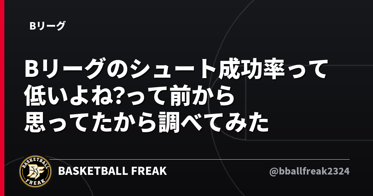 Bリーグのシュート成功率って低いよね？って前から思ってたから調べてみた