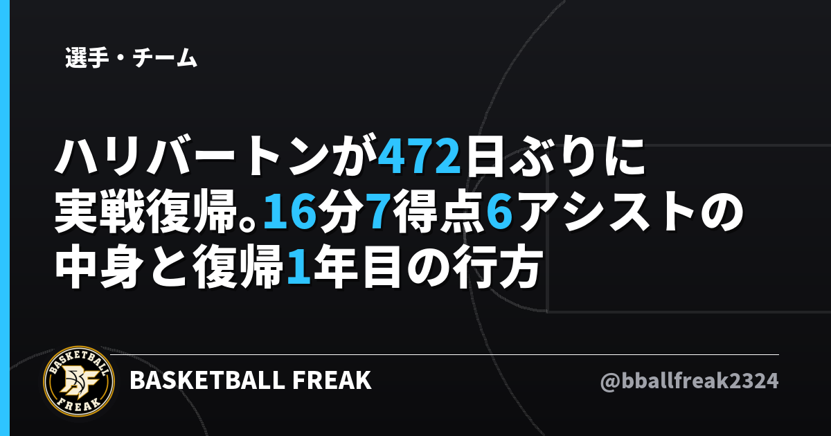 ハリバートンが472日ぶりに実戦復帰。16分7得点6アシストの中身と復帰1年目の行方